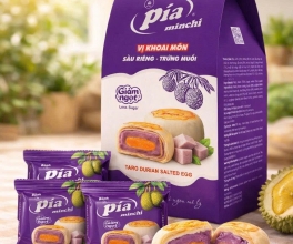 HỘP BÁNH PÍA VỊ KHOAI MÔN SẦU RIÊNG TRỨNG MUỐI (4 CÁI) - 344G 